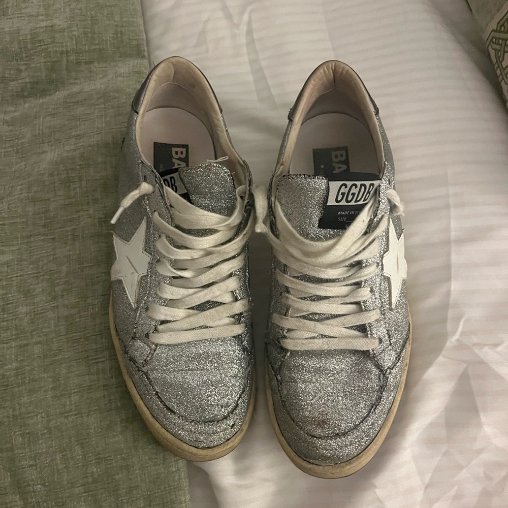 Golden Goose Silver Glitter Sneakers